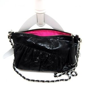 Chez  Black Leather Bag Clutch